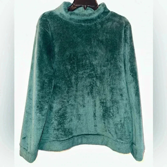 Talbots Super Soft Green Furry High Neck Long Sleeve Top XL - Picture 1 of 6